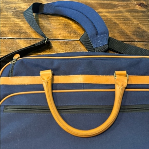 L.L. Bean Vintage Navy Canvas laptop messenger bag case tote w/shoulder strap - Picture 14 of 14